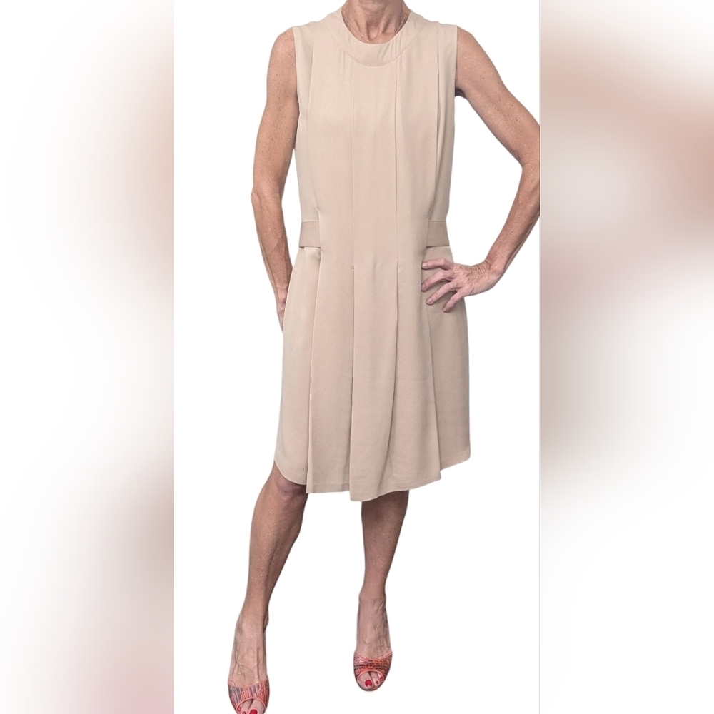 Raoul 100% Silk Beige Sleeveless Sheath Dress Size 10 Luxury